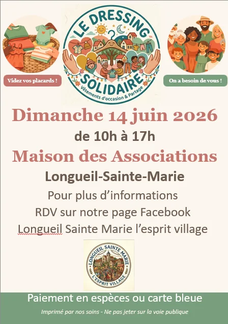 Dressing solidaire le dimanche 14 juin 2026 de 10h à 17h à Longueil Ste Marie