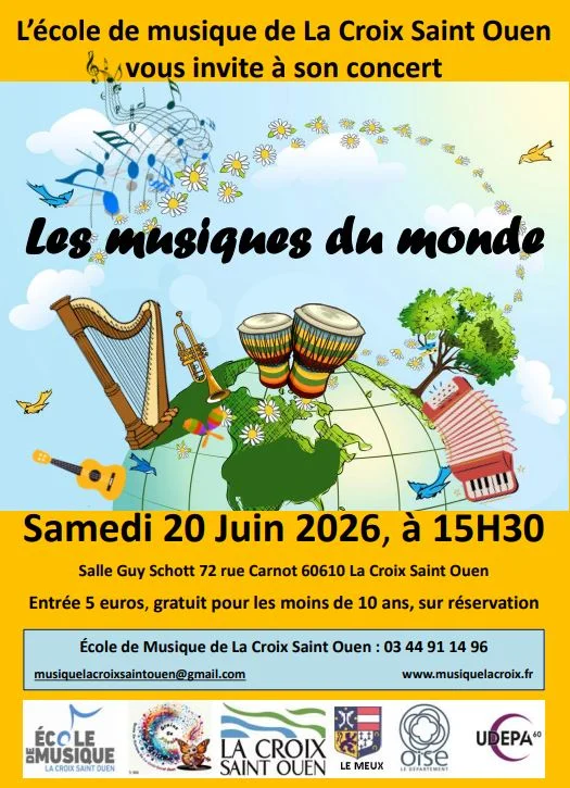 Concert " Les musiques du monde " de l'école de musique de La Croix Saint Ouen