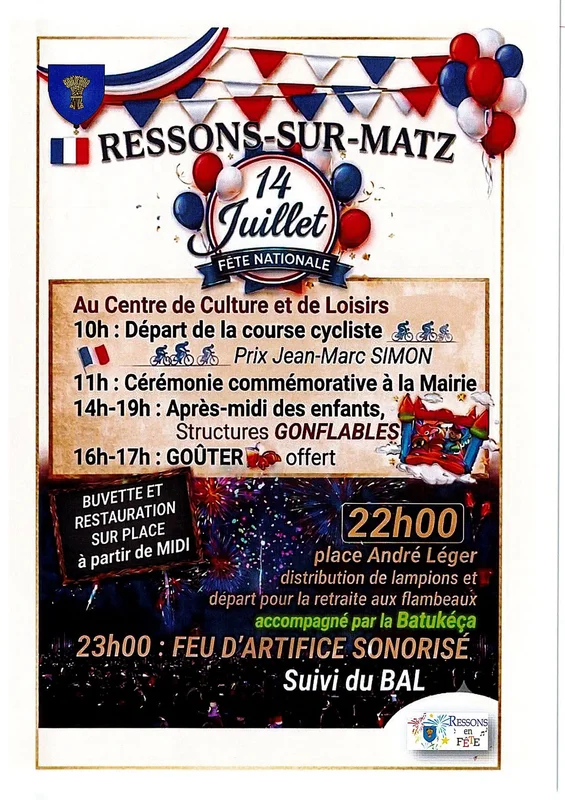 Feu d'artifice du 14 juillet à Ressons-sur-Matz